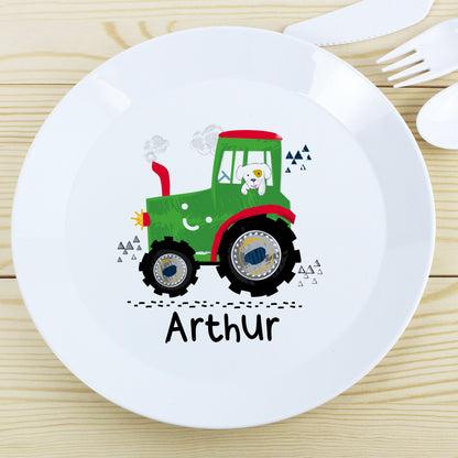 Personalised Tractor Plastic Plate from Heartfelt Gifts