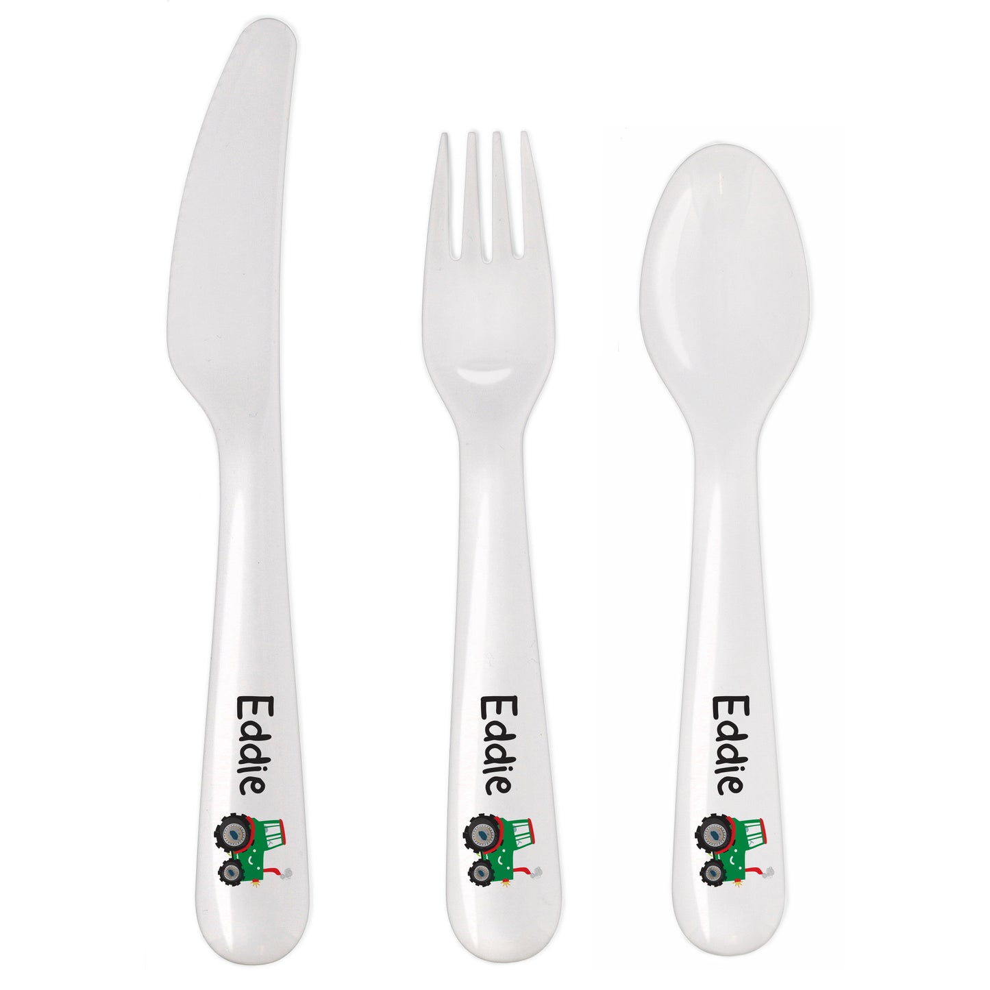 Personalised Tractor 3 Piece Plastic Cutlery Set - image 2
