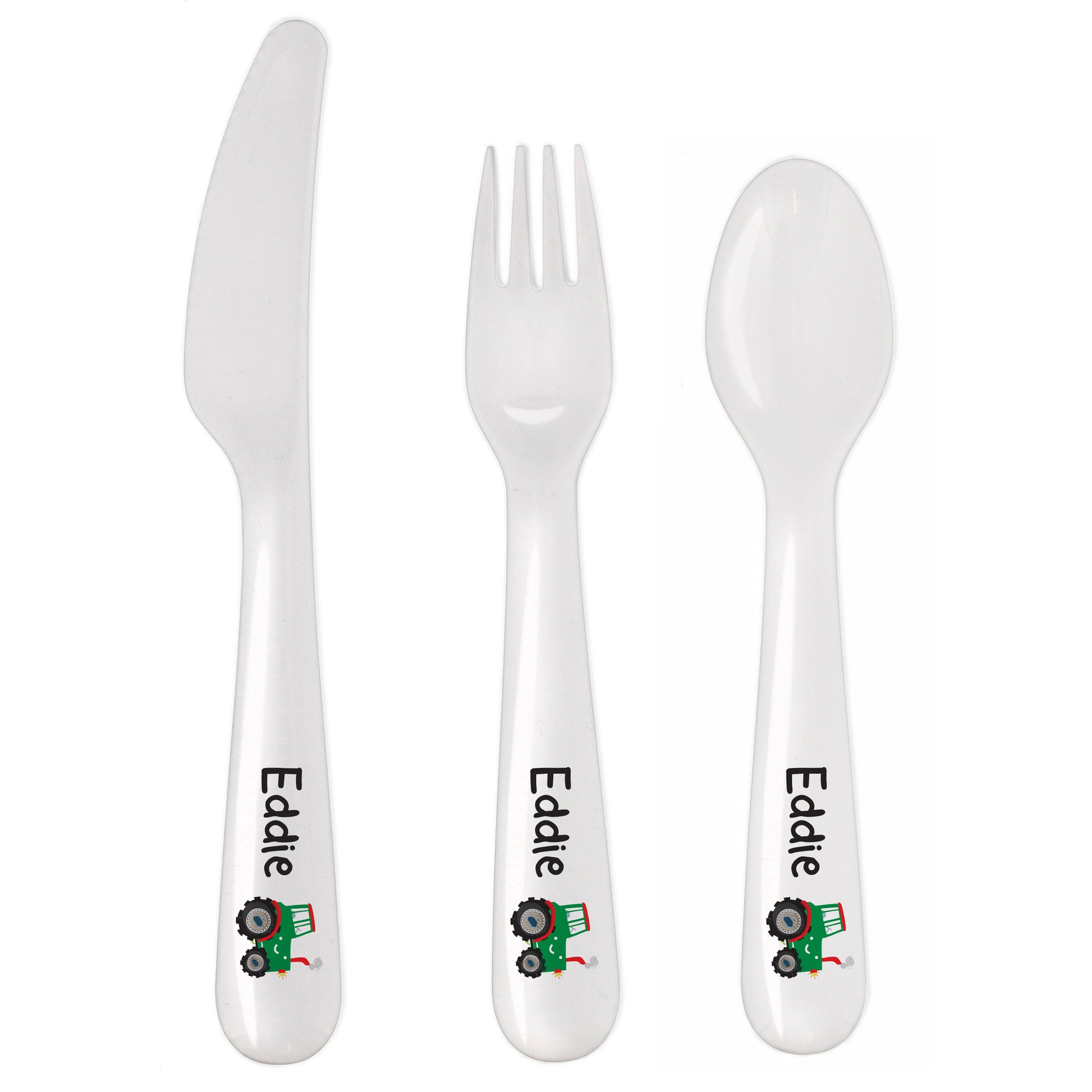 Personalised Tractor 3 Piece Plastic Cutlery Set - image 2