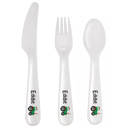 Personalised Tractor 3 Piece Plastic Cutlery Set - image 2