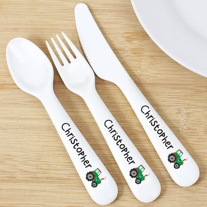 Personalised Tractor 3 Piece Plastic Cutlery Set - image 4
