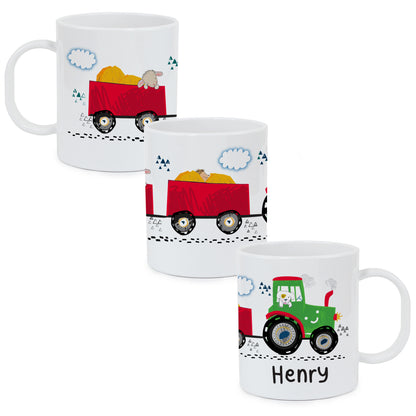 Personalised Tractor Plastic Mug - image 2