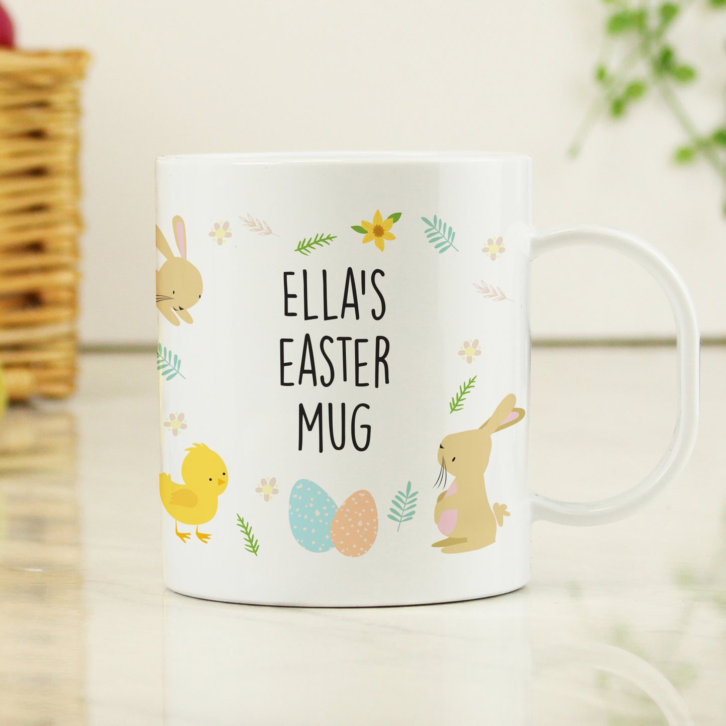 Personalised Easter Bunny Plastic Mug from Heartfelt Gifts