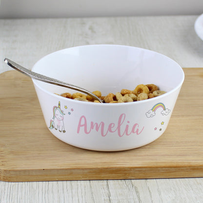 Personalised Baby Unicorn Plastic Bowl from Heartfelt Gifts