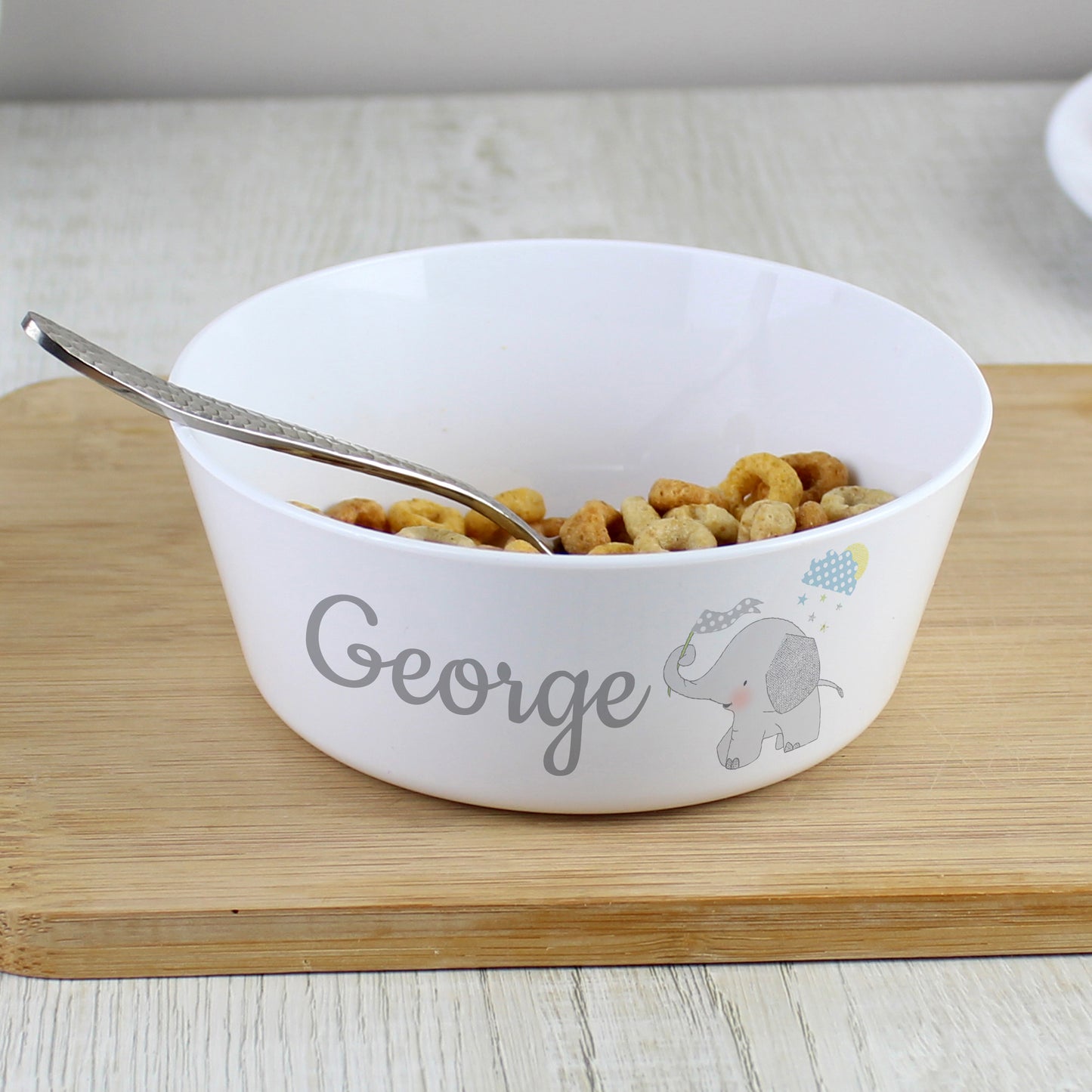 Personalised Hessian Elephant Plastic Bowl from Heartfelt Gifts