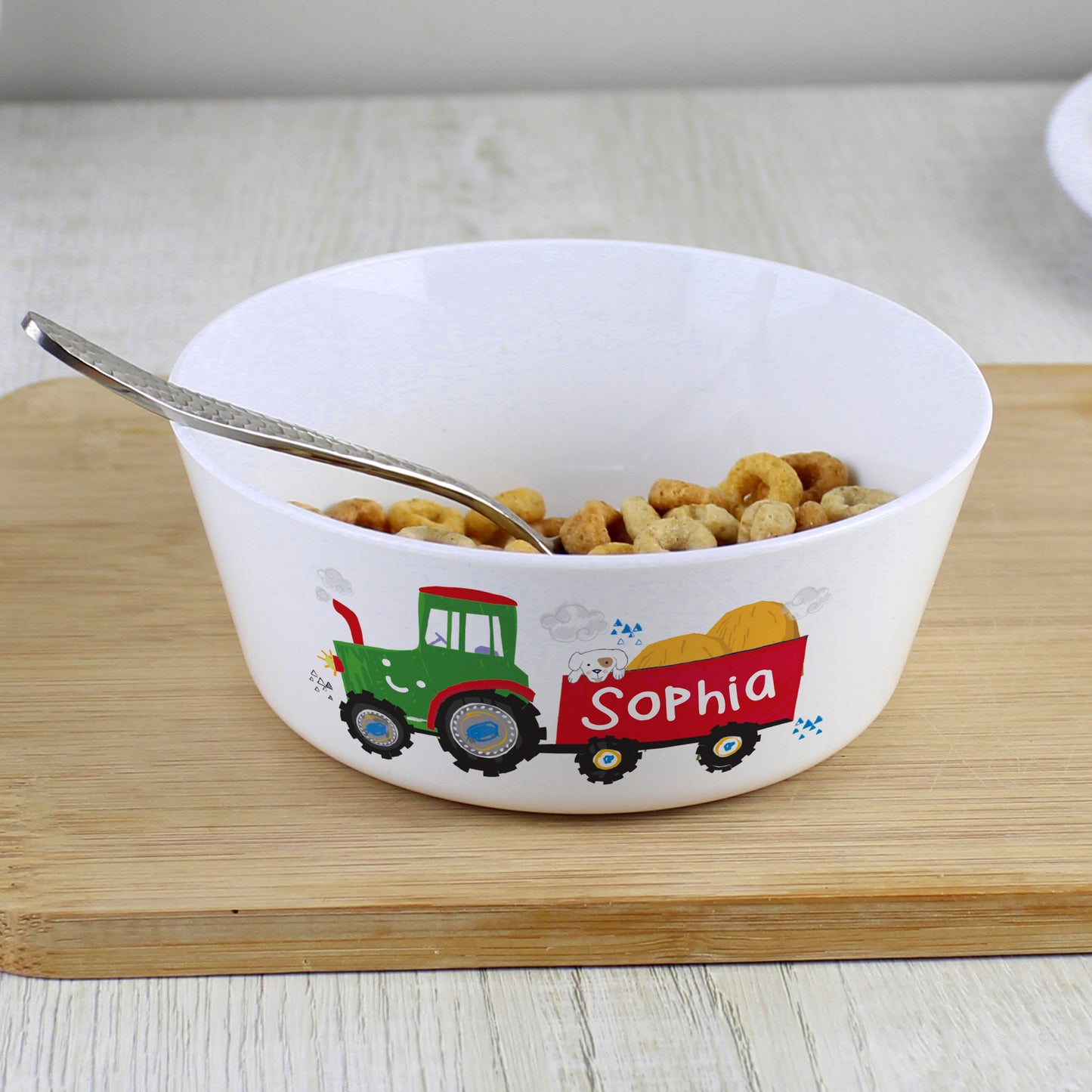 Personalised Tractor Plastic Bowl from Heartfelt Gifts