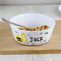 Personalised Digger Plastic Bowl from Heartfelt Gifts