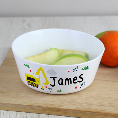 Personalised Digger Plastic Bowl - image 3