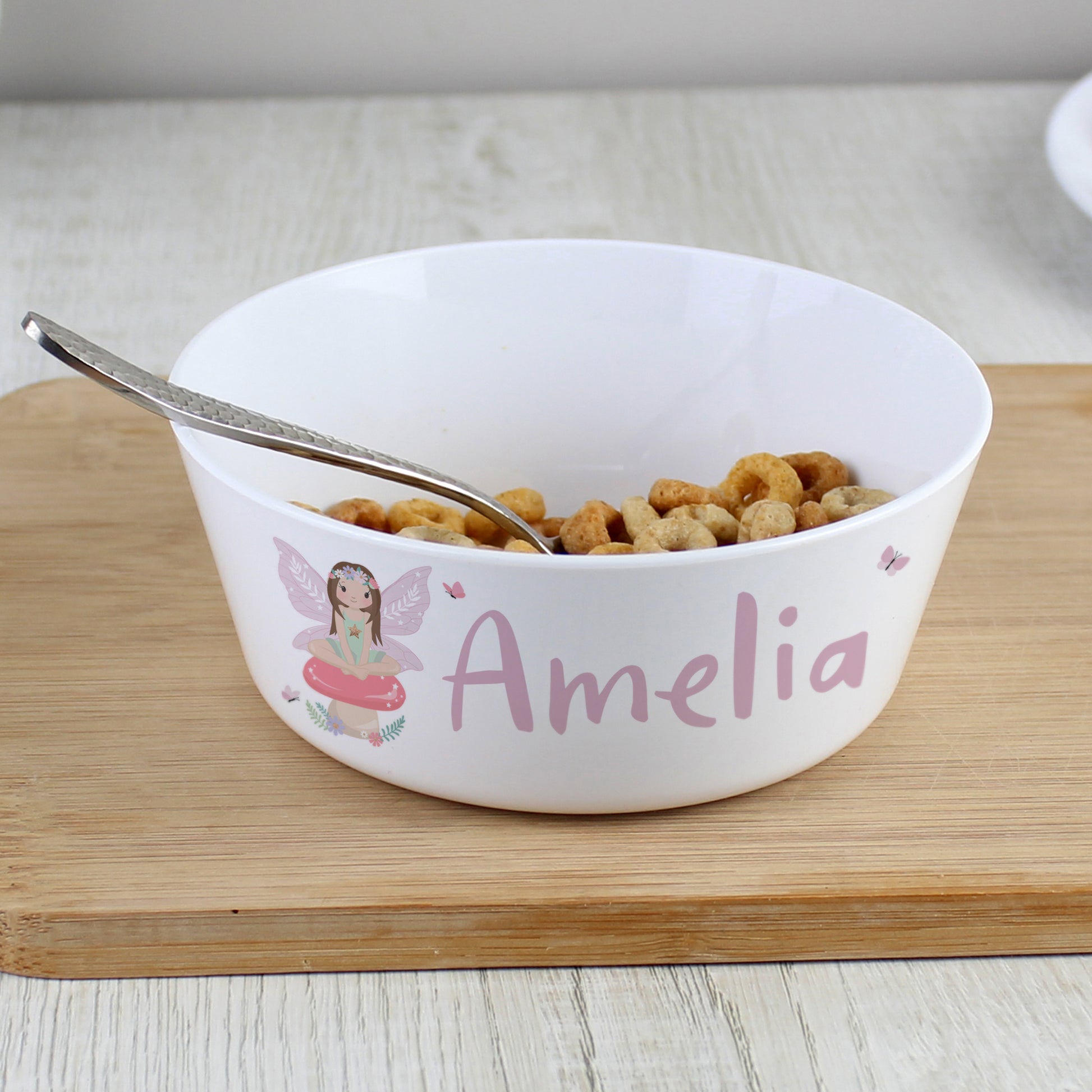 Personalised Toadstool Fairy Plastic Bowl from Heartfelt Gifts