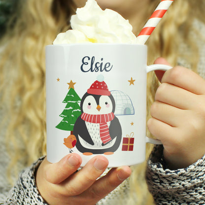 Personalised Christmas Penguin Plastic Mug from Heartfelt Gifts