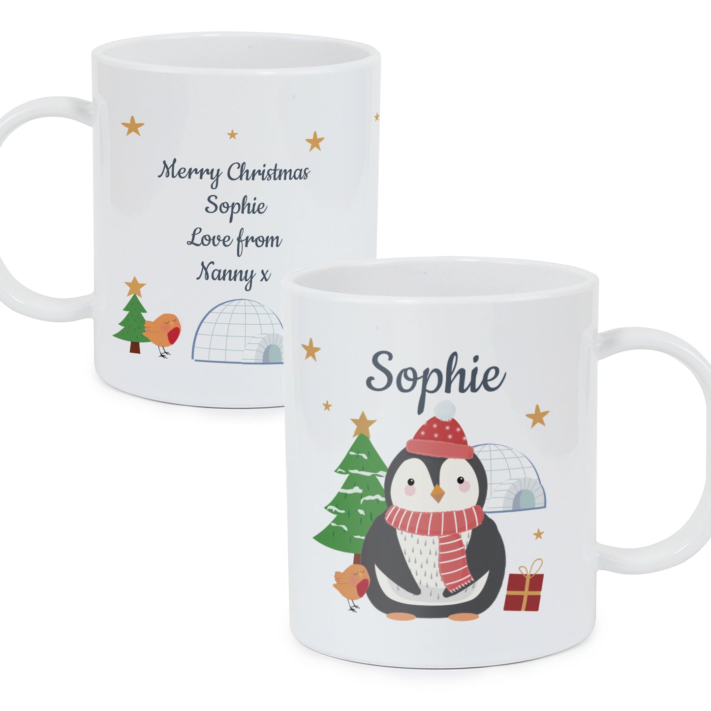 Personalised Christmas Penguin Plastic Mug - image 5