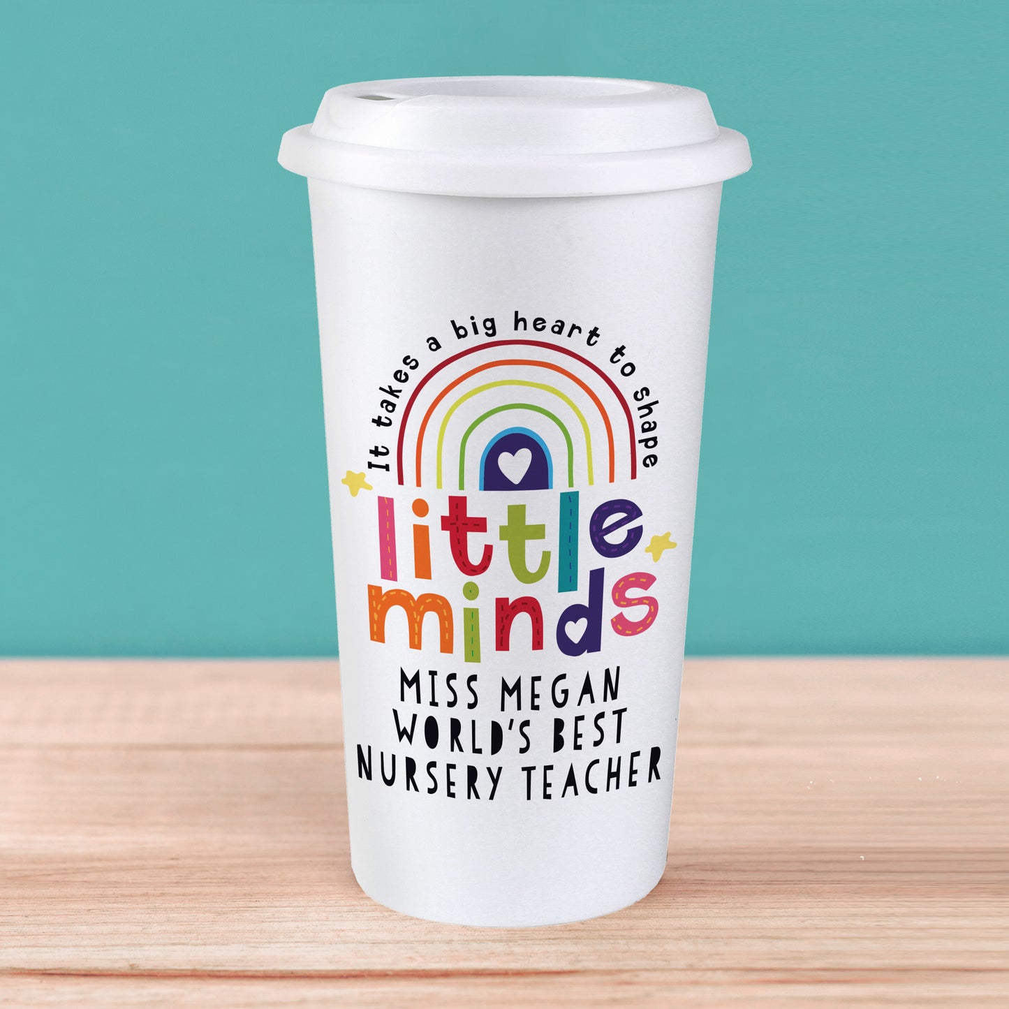 Personalised Shape Little Minds Travel Mug from Heartfelt Gifts