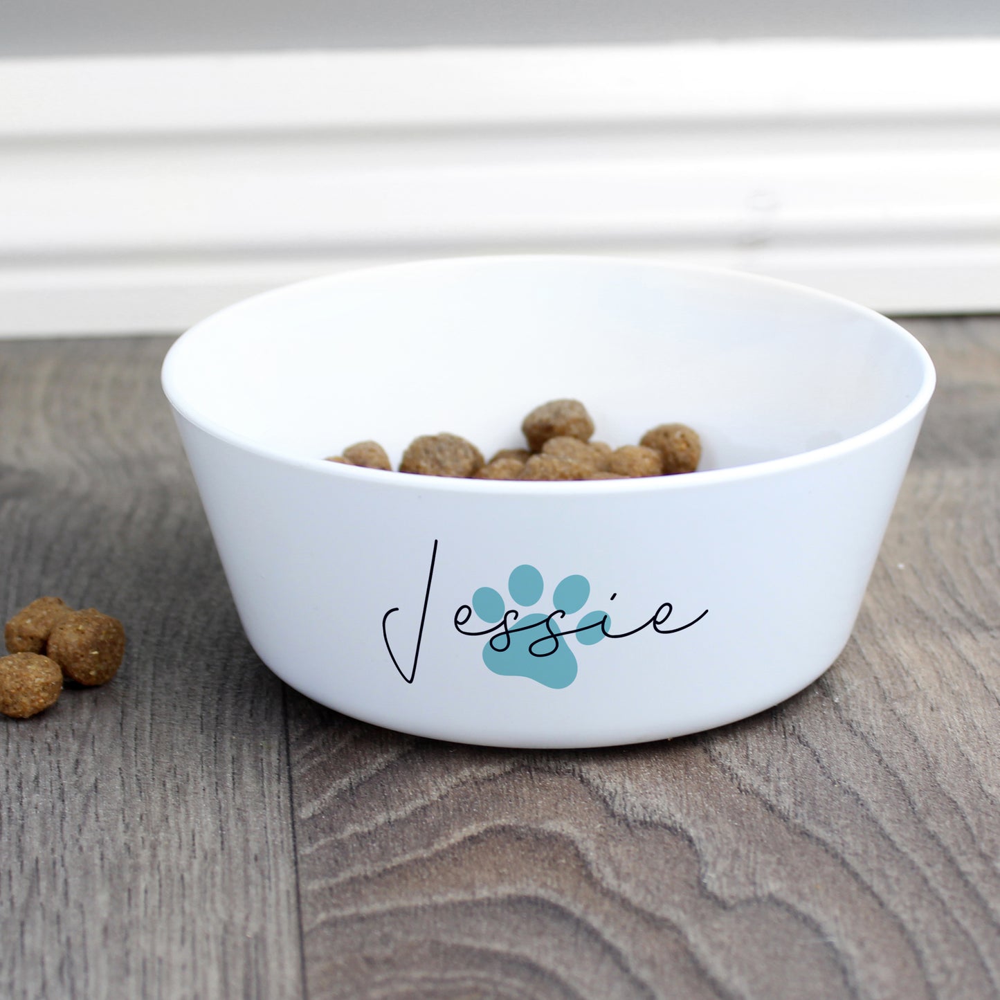 Personalised Blue Pawprint Plastic Cat Bowl - image 2