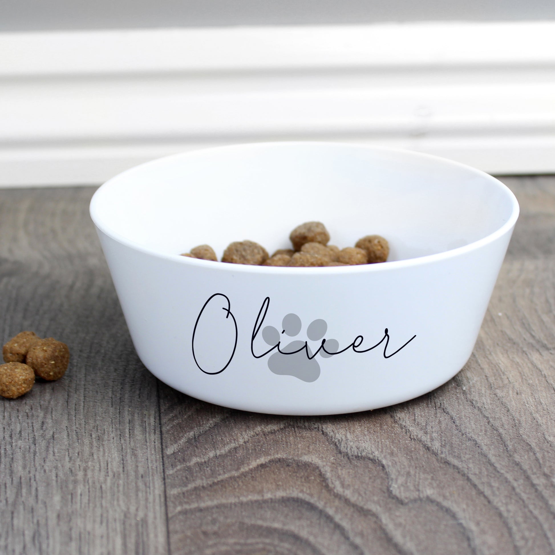 Personalised Grey Pawprint Plastic Cat Bowl - image 2