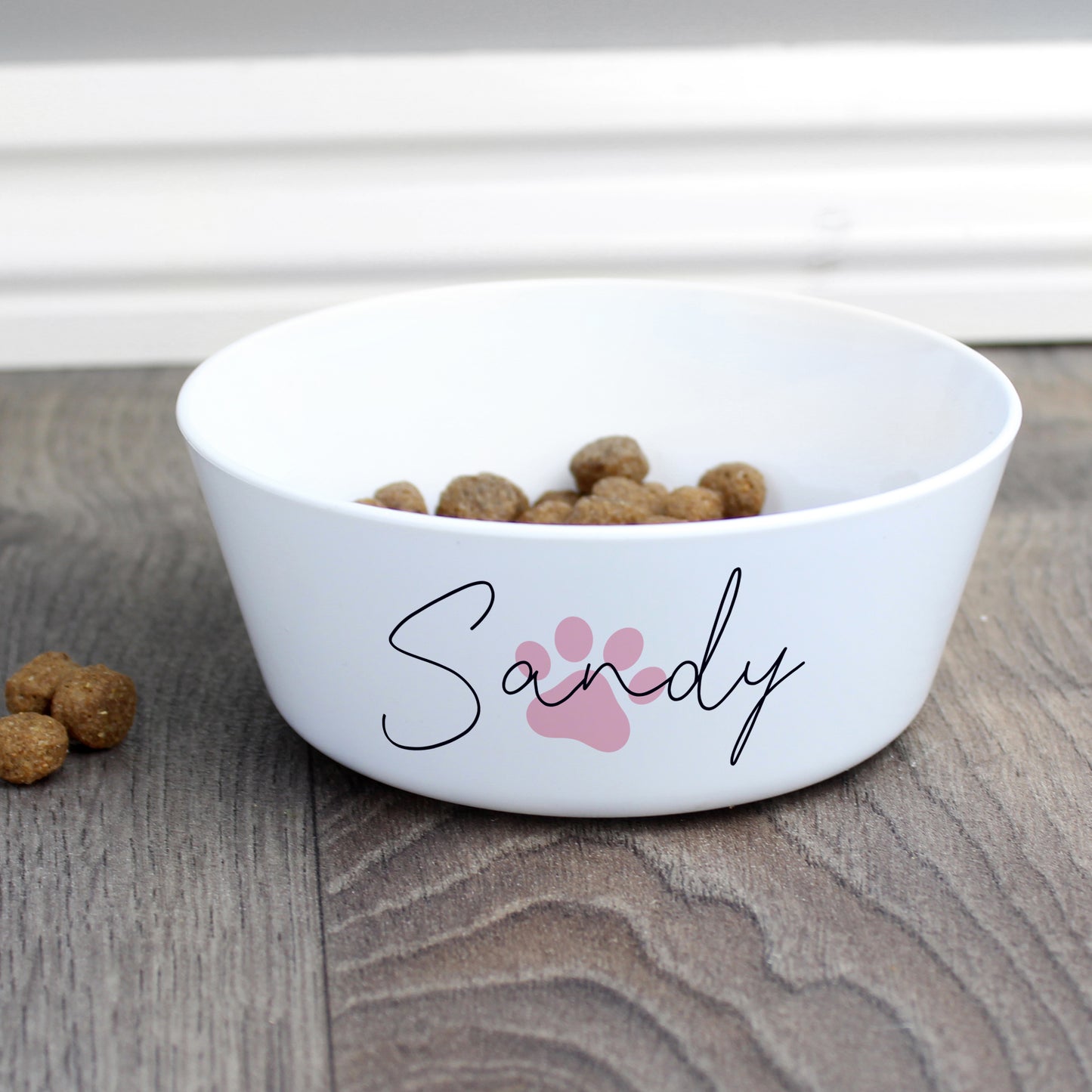 Personalised Pink Paw Print Plastic Cat Bowl - image 2