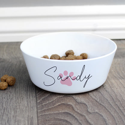 Personalised Pink Paw Print Plastic Cat Bowl - image 2