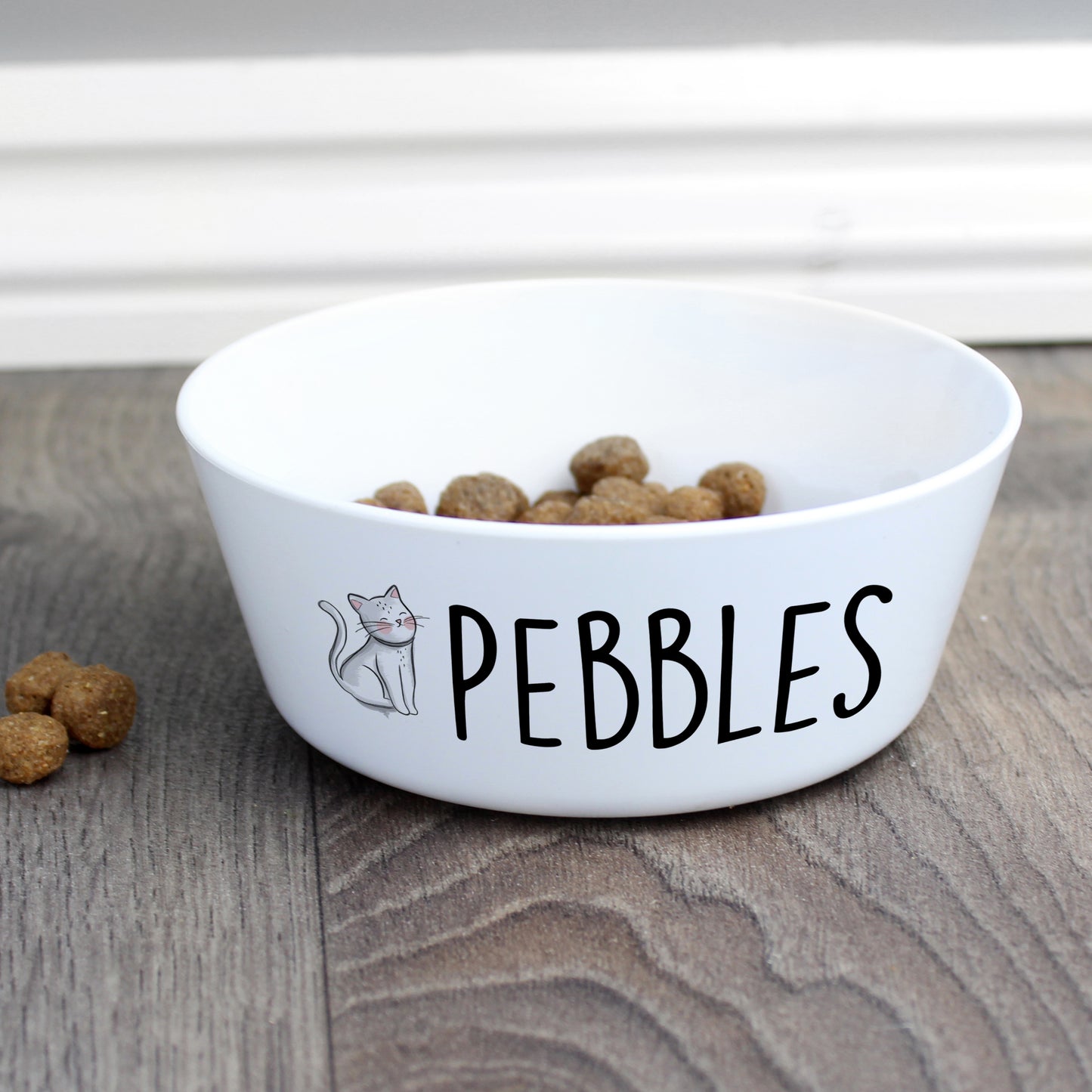 Personalised Scribble Cat Plastic Cat Bowl from Heartfelt Gifts