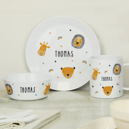 Personalised Safari Animals Plastic Childrens Breakfast Set - image 2