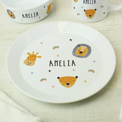 Personalised Safari Animals Plastic Childrens Breakfast Set - image 3