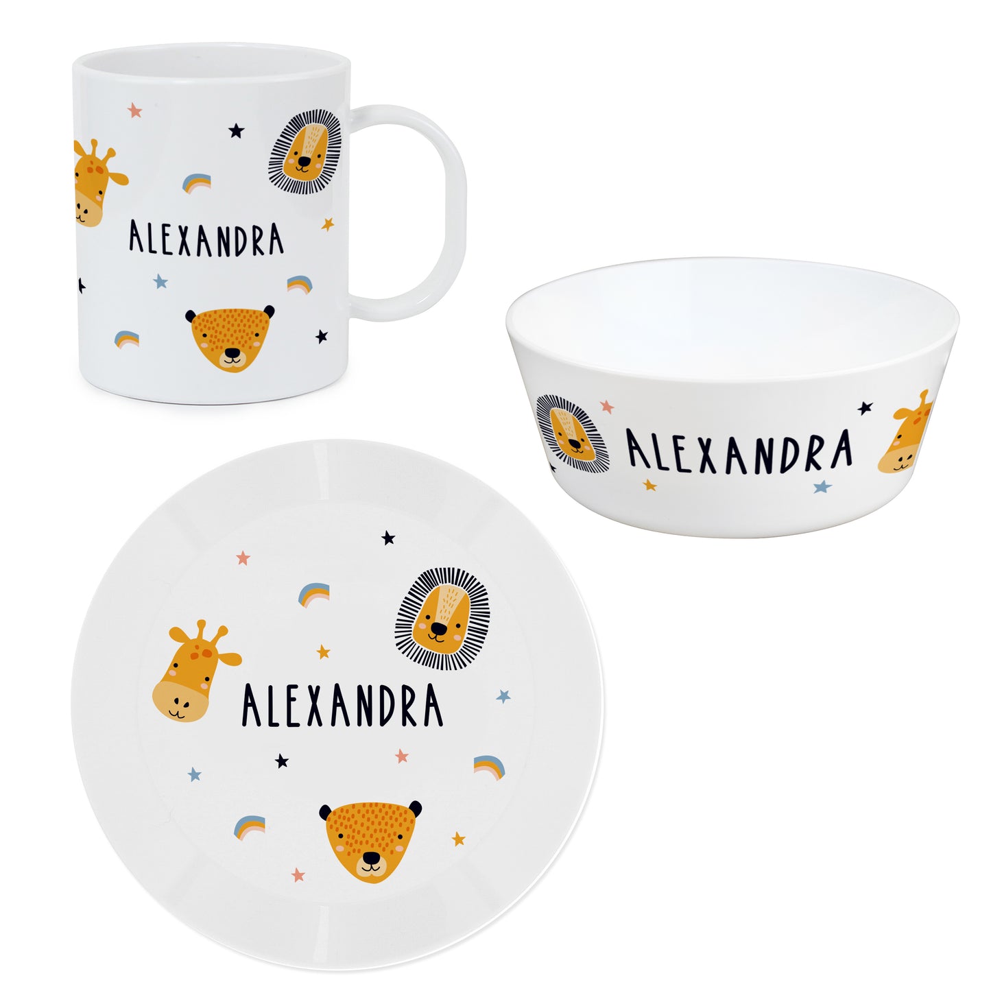 Personalised Safari Animals Plastic Childrens Breakfast Set - image 5