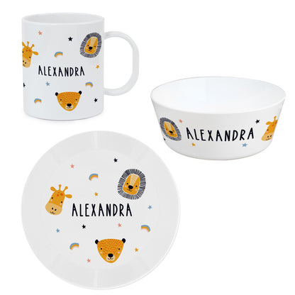 Personalised Safari Animals Plastic Childrens Breakfast Set - image 5