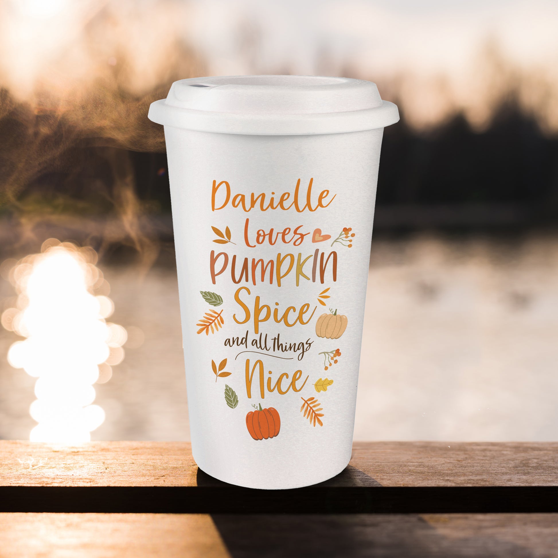 Personalised Pumpkin Spice Travel Mug from Heartfelt Gifts