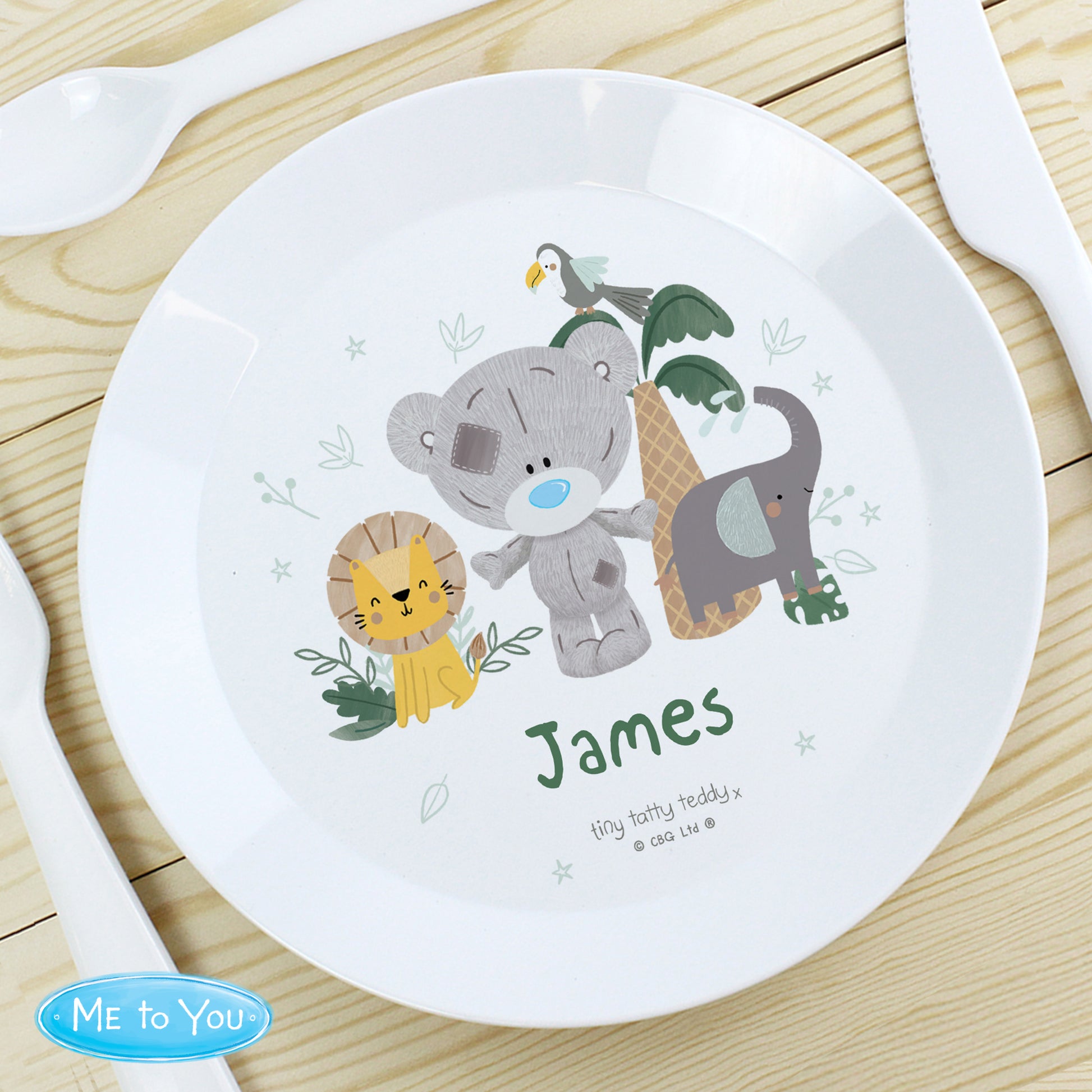 Personalised Tiny Tatty Teddy Jungle Animals Plate - image 2