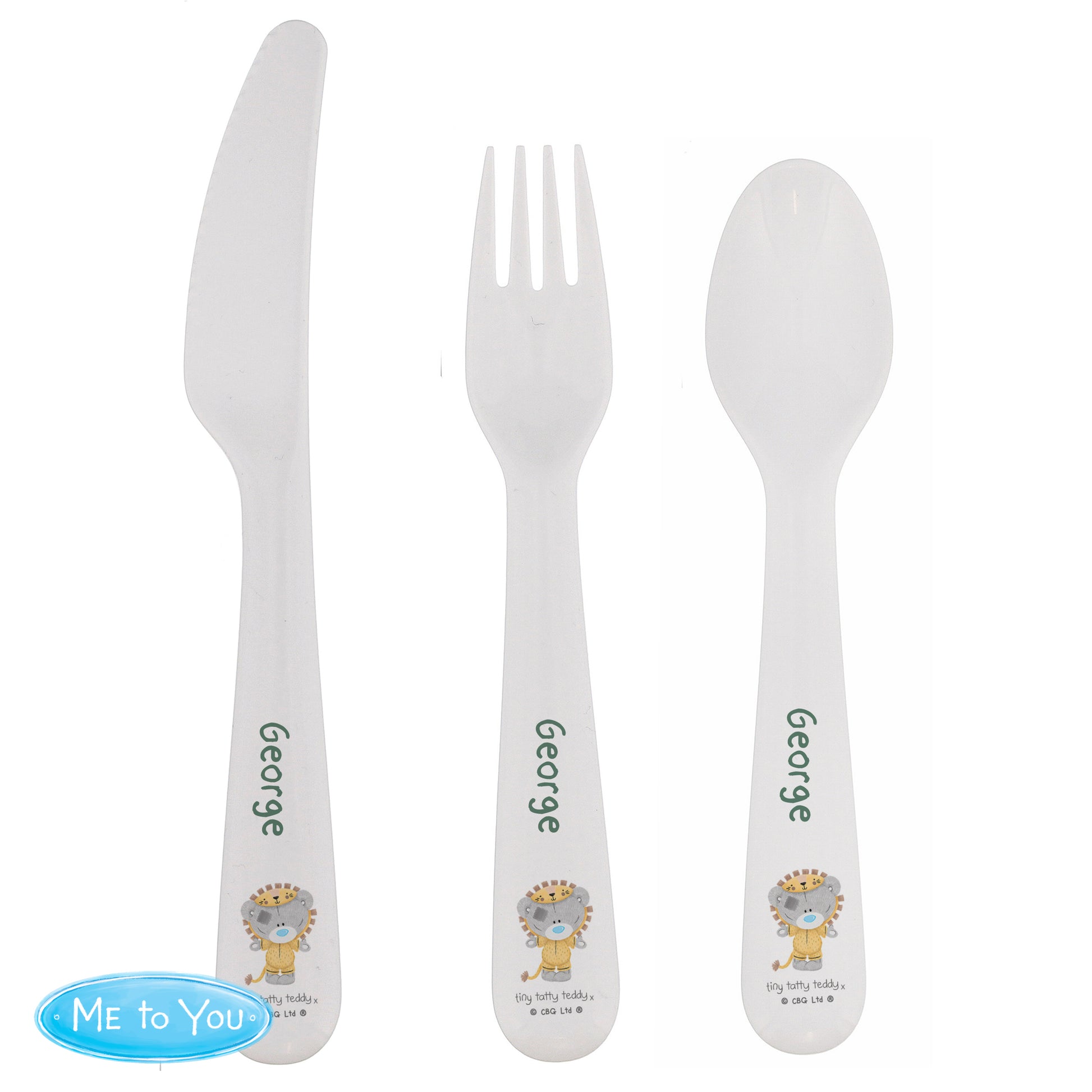 Personalised Tiny Tatty Teddy Jungle Animals Plastic 3 Piece Cutlery Set - image 5