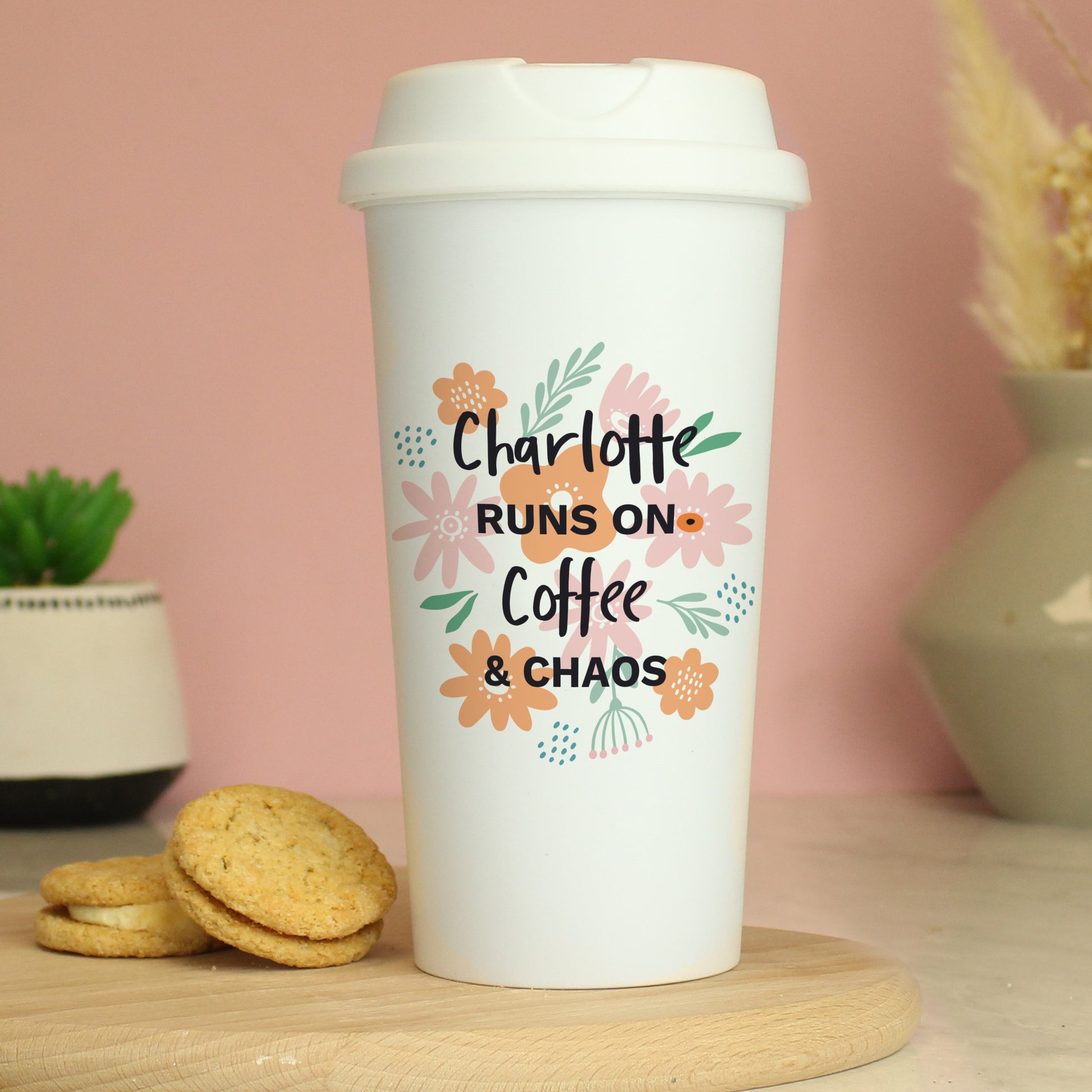 Personalised Floral Travel Mug from Heartfelt Gifts