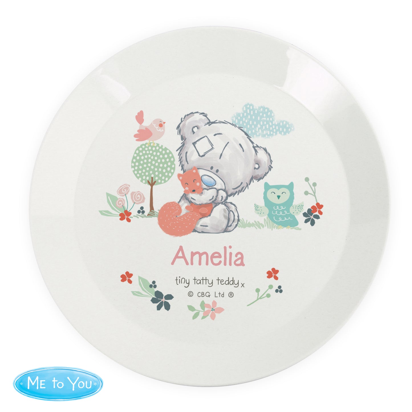 Personalised Tiny Tatty Teddy Woodland Animal Plastic Plate - image 5