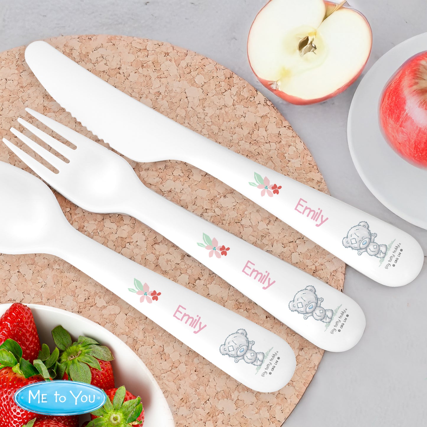 Personalised Tiny Tatty Teddy Woodland Animal 3 Piece Cutlery Set - image 2