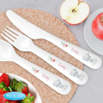 Personalised Tiny Tatty Teddy Woodland Animal 3 Piece Cutlery Set - image 2