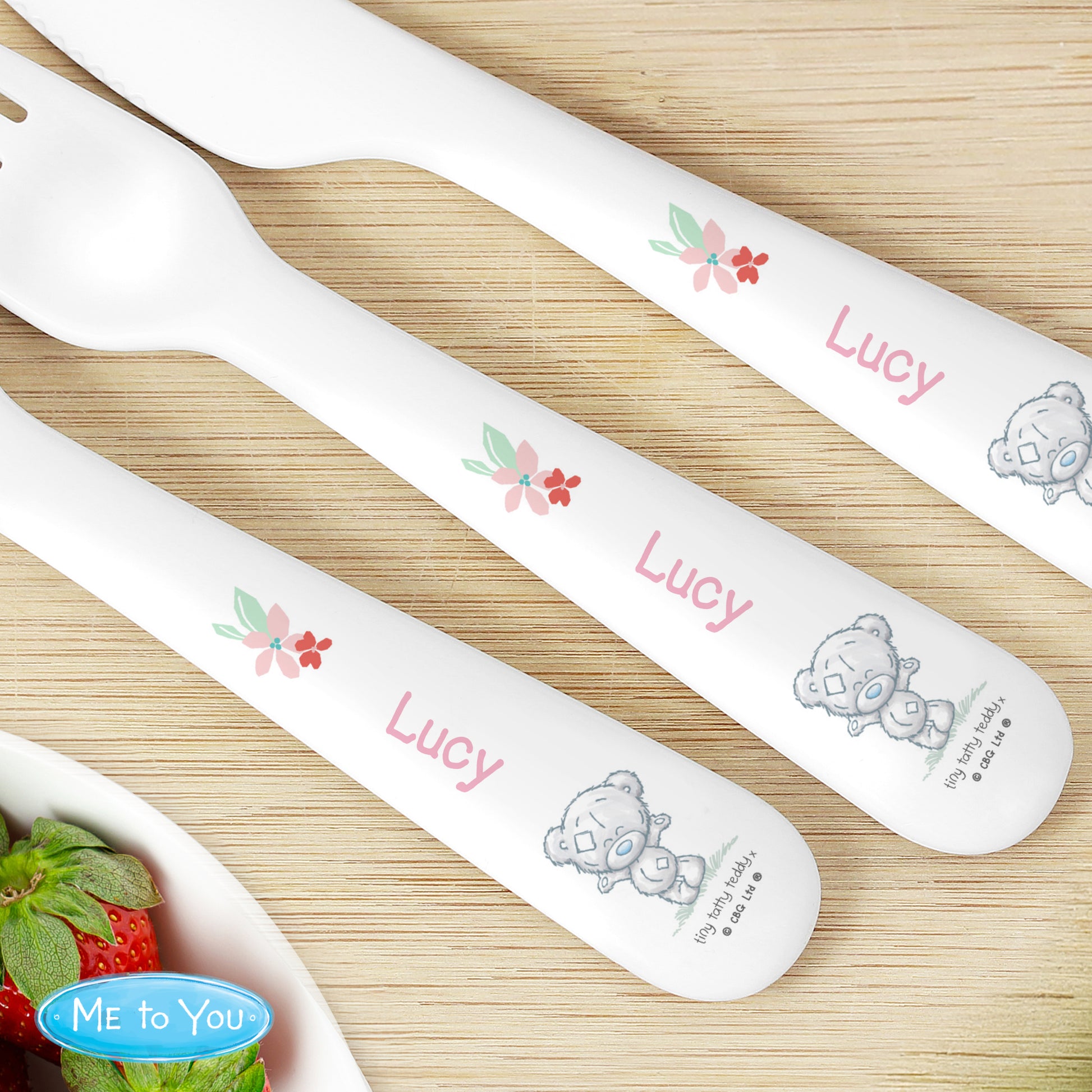 Personalised Tiny Tatty Teddy Woodland Animal 3 Piece Cutlery Set - image 3