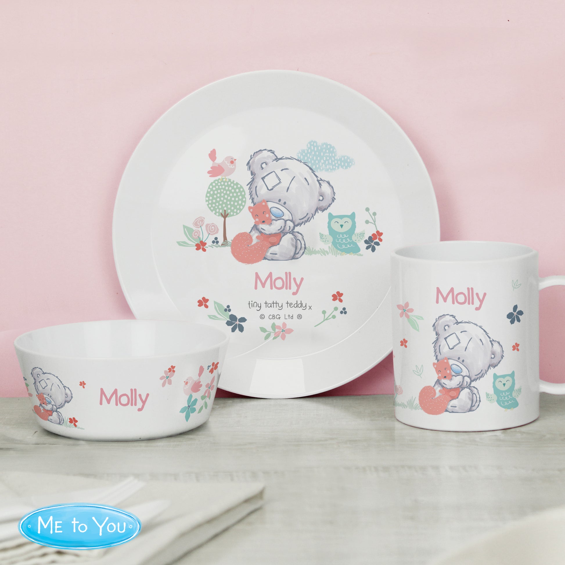 Personalised Tiny Tatty Teddy Woodland Animal Plastic Bowl - image 4