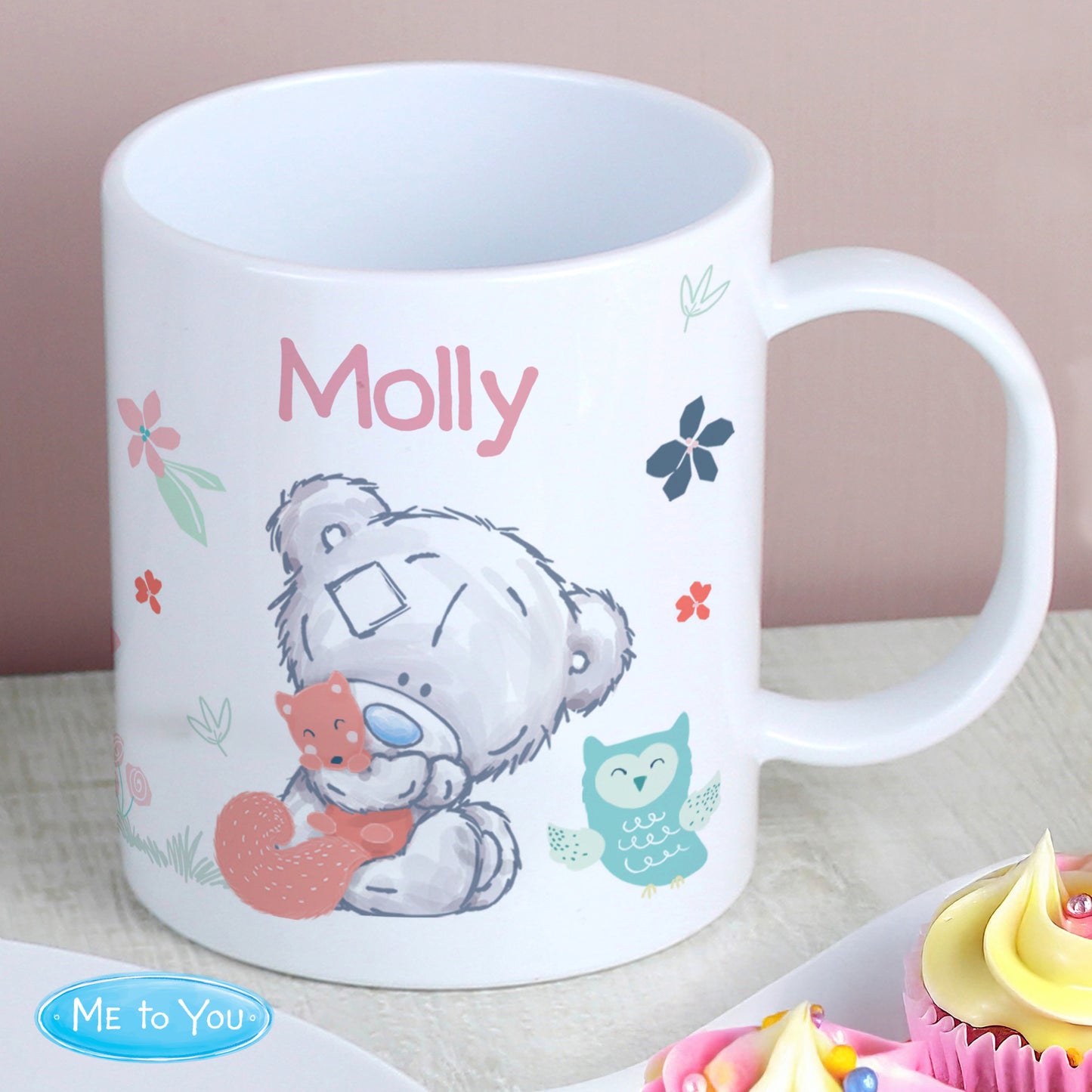 Personalised Tiny Tatty Teddy Woodland Animal Plastic Mug from Heartfelt Gifts