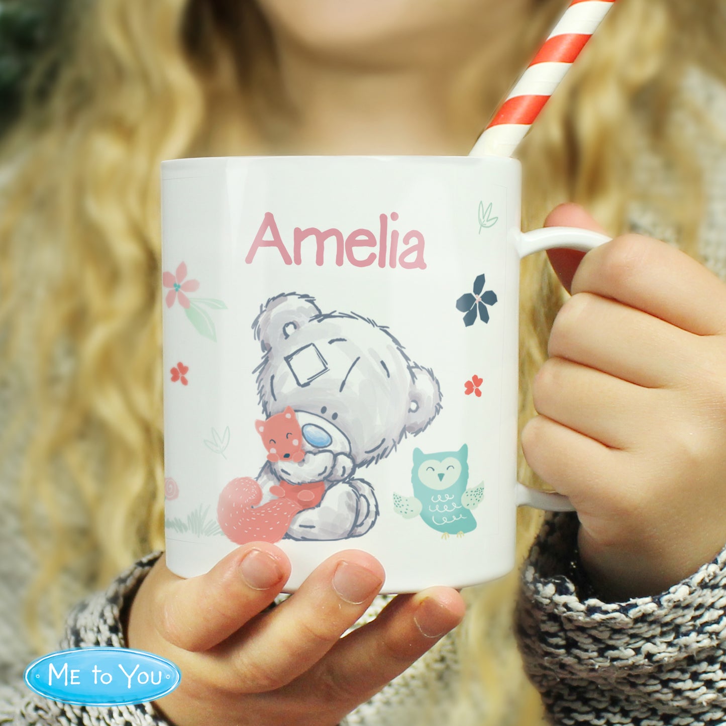 Personalised Tiny Tatty Teddy Woodland Animal Plastic Mug - image 2