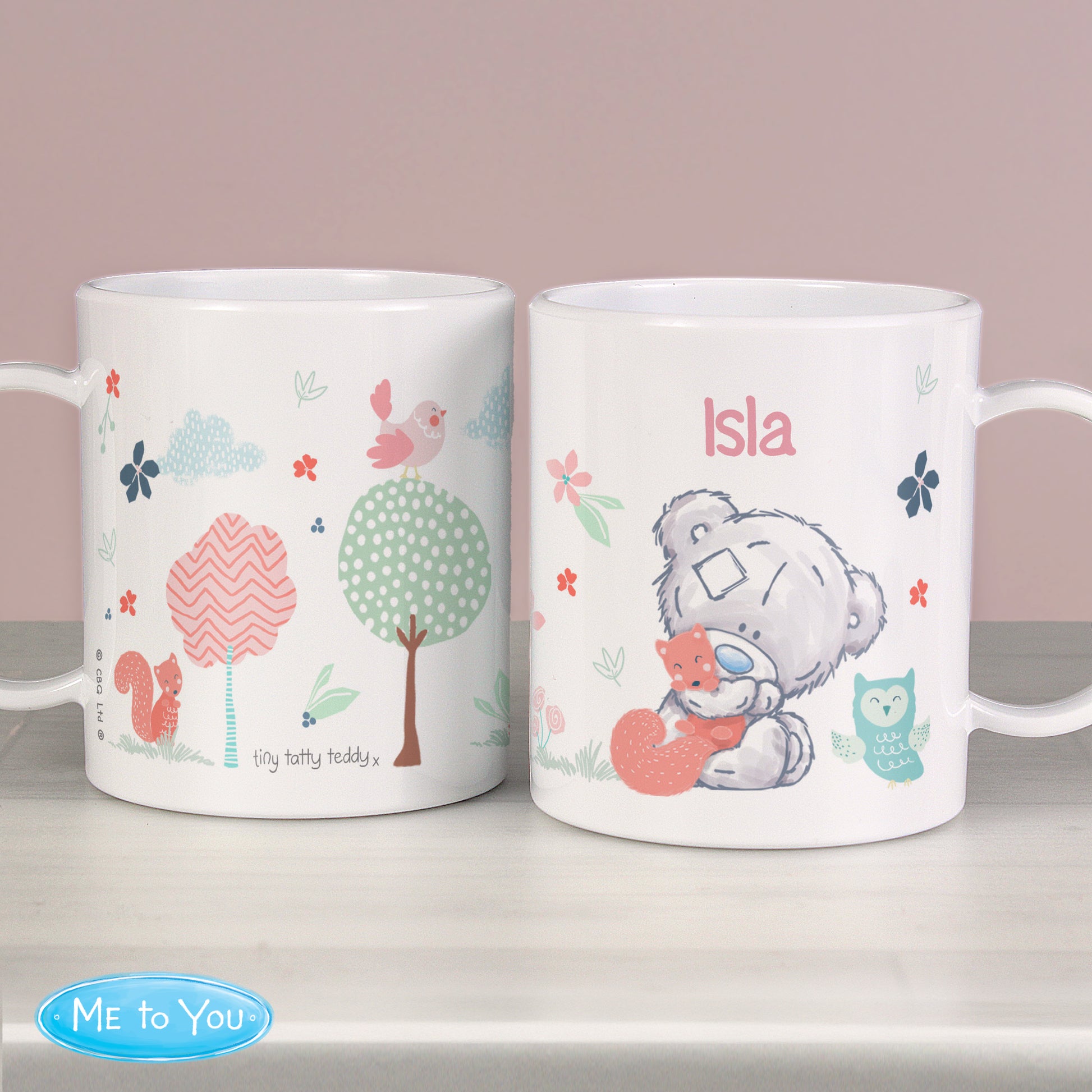 Personalised Tiny Tatty Teddy Woodland Animal Plastic Mug - image 3