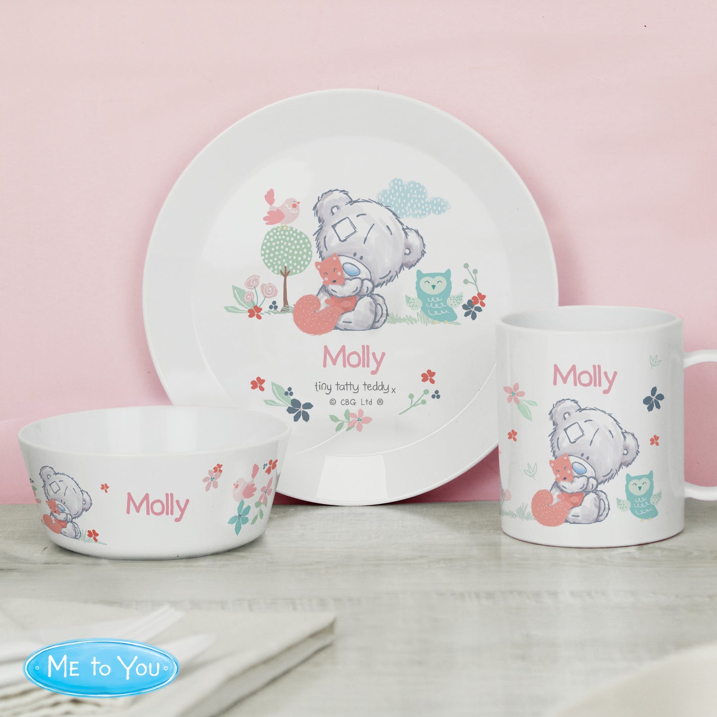 Personalised Tiny Tatty Teddy Woodland Animal Plastic Mug - image 5
