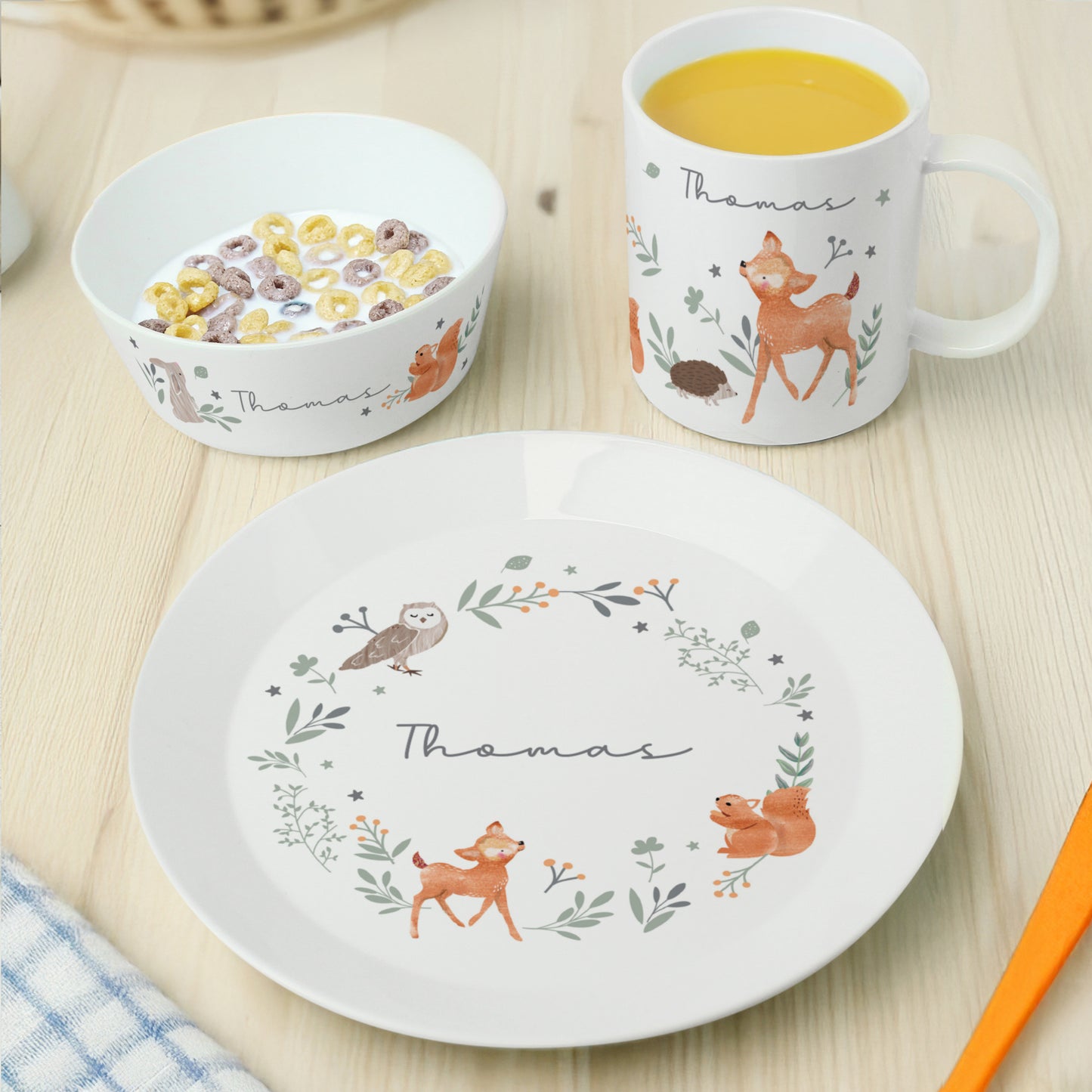 Personalised Woodland Animals Breakfast Set from Heartfelt Gifts