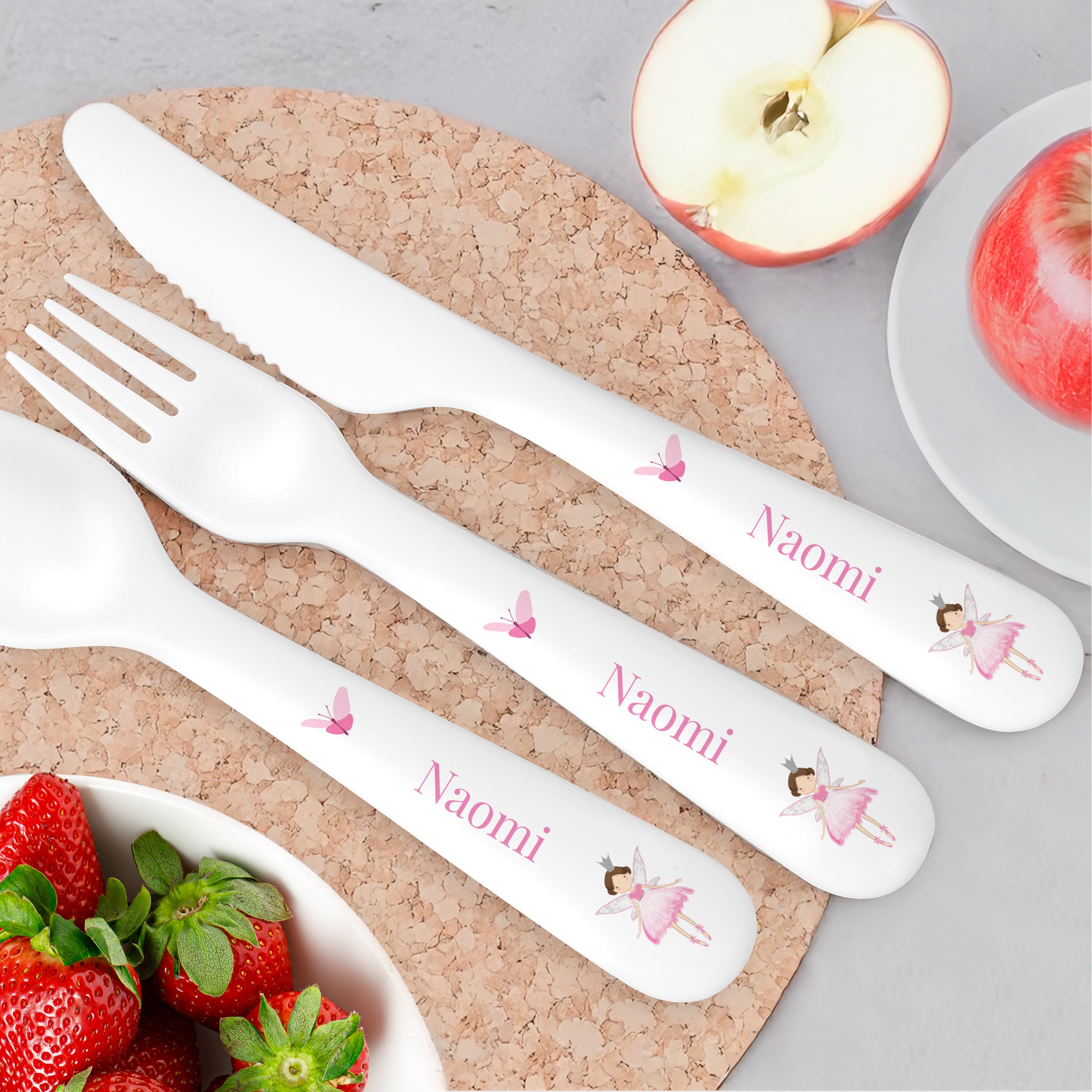 Personalised Fairy Princess Plastic Cutlery Set from Heartfelt Gifts