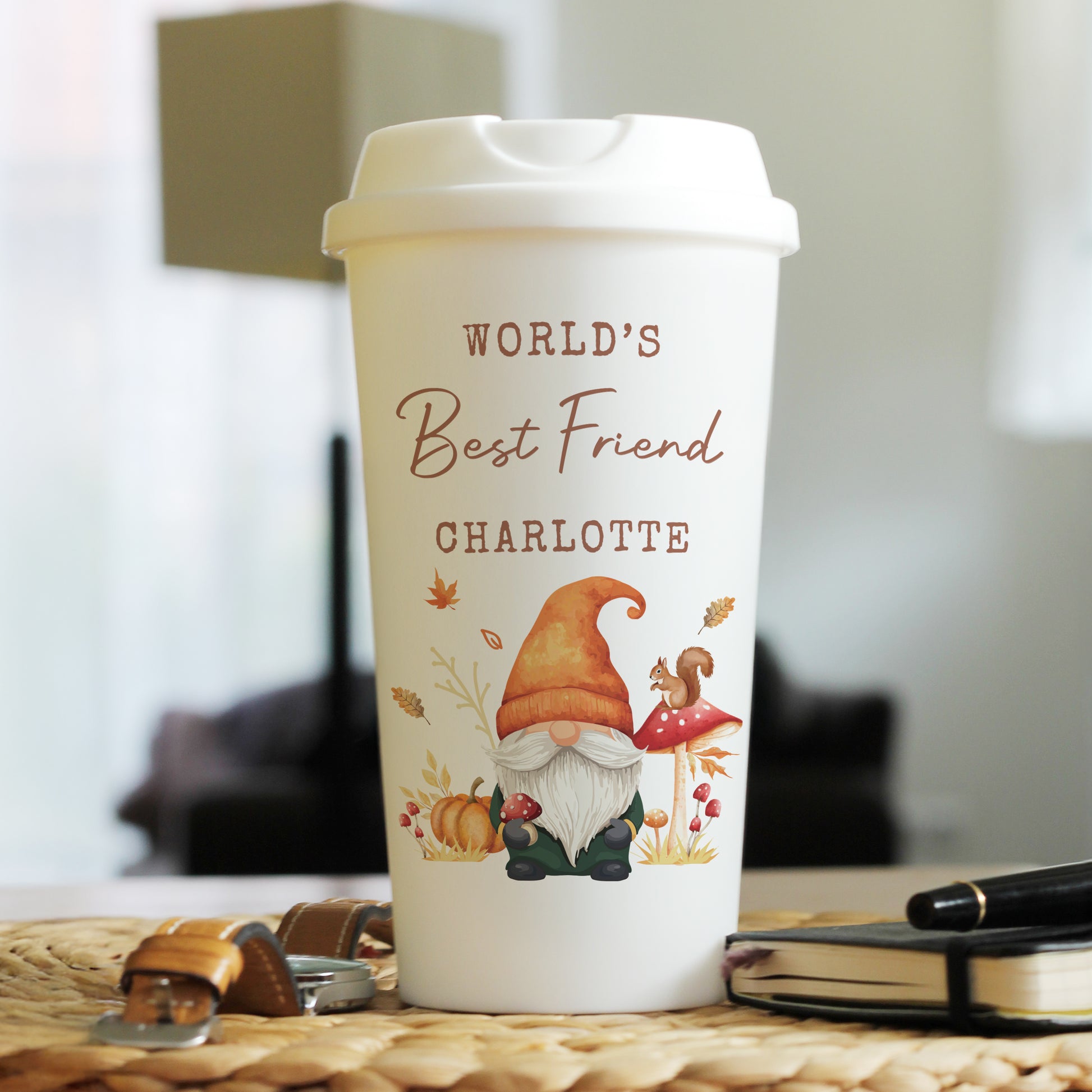 Personalised Autumn Gonk Travel Cup – Cosy Seasonal Birthday Gift - image 3