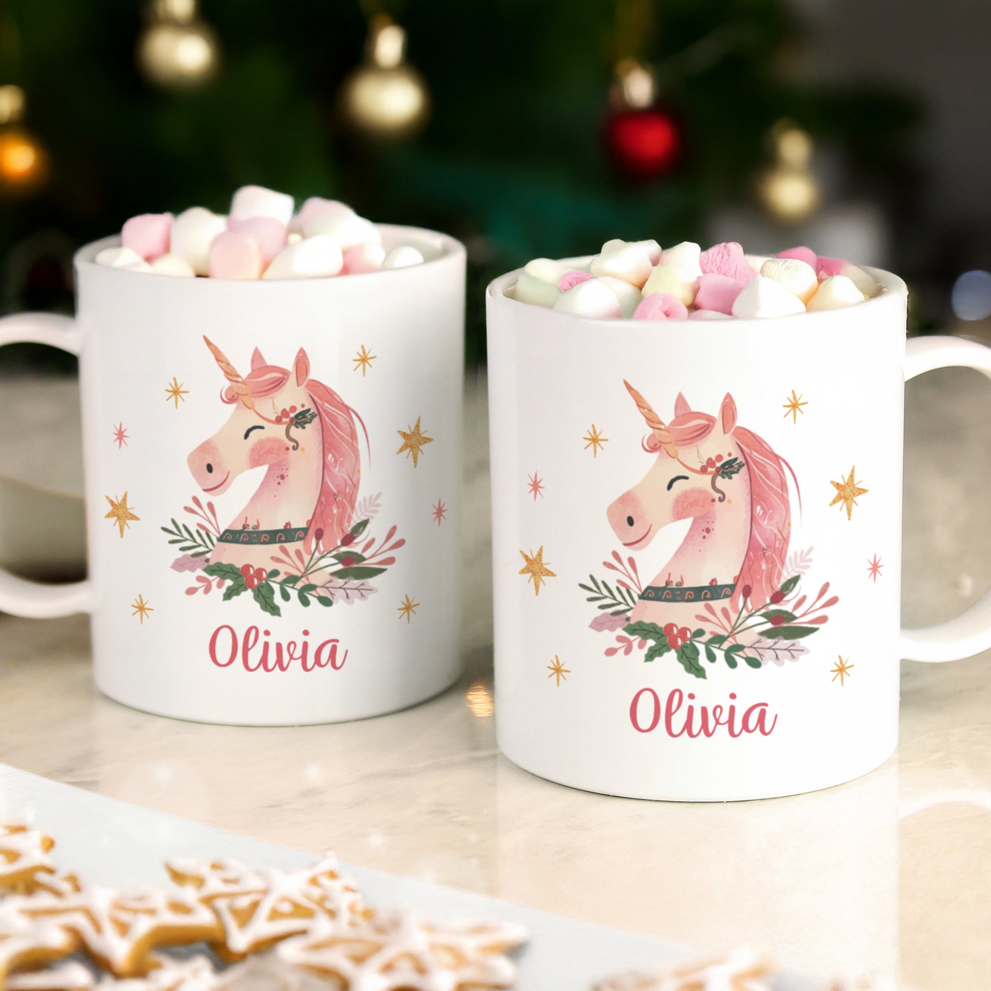 Personalised Unicorn Christmas Plastic Mug – Children's Christmas Gift - image 2