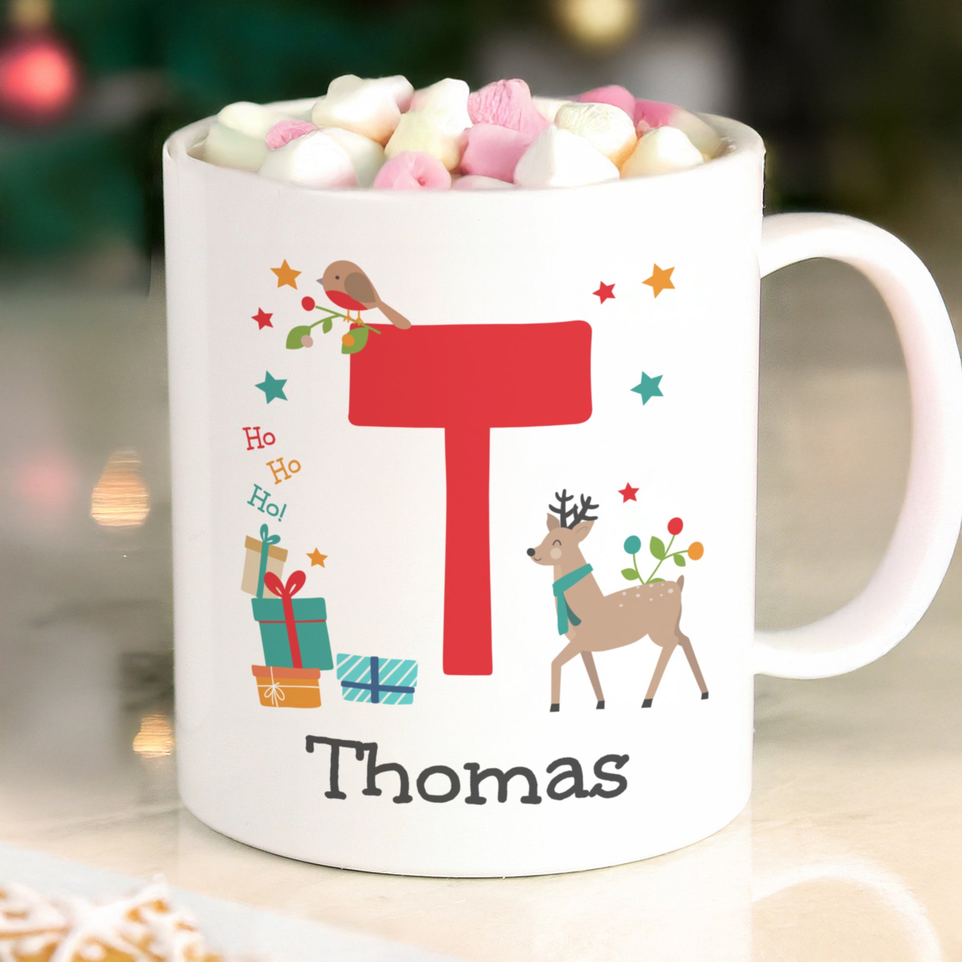 Personalised Initial Reindeer Christmas Plastic Mug – Children's Christmas Gift - image 2