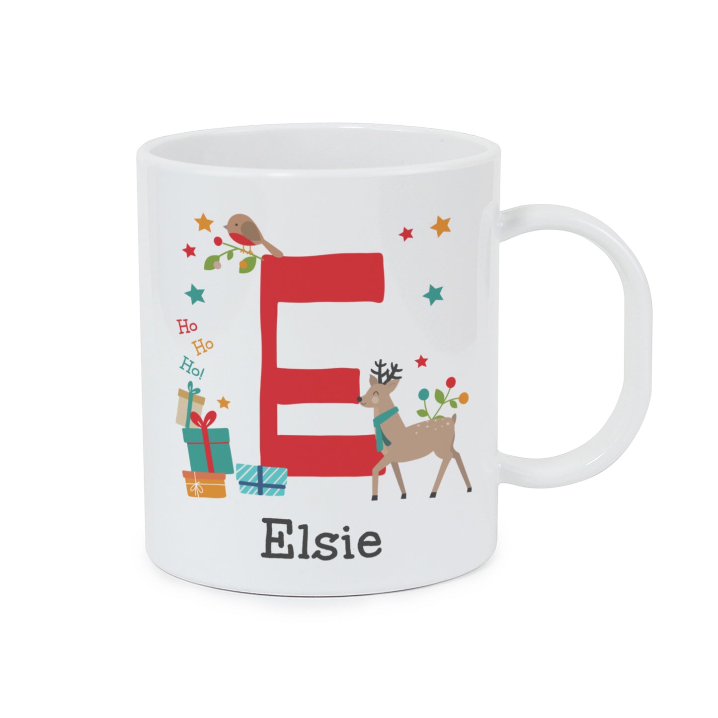 Personalised Initial Reindeer Christmas Plastic Mug – Children's Christmas Gift - image 4