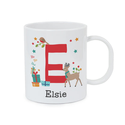 Personalised Initial Reindeer Christmas Plastic Mug – Children's Christmas Gift - image 4