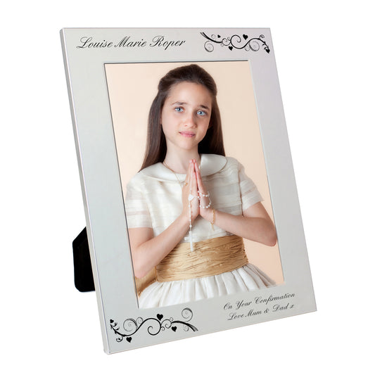Personalised Silver 5x7 Black Swirl Photo Frame - image 2