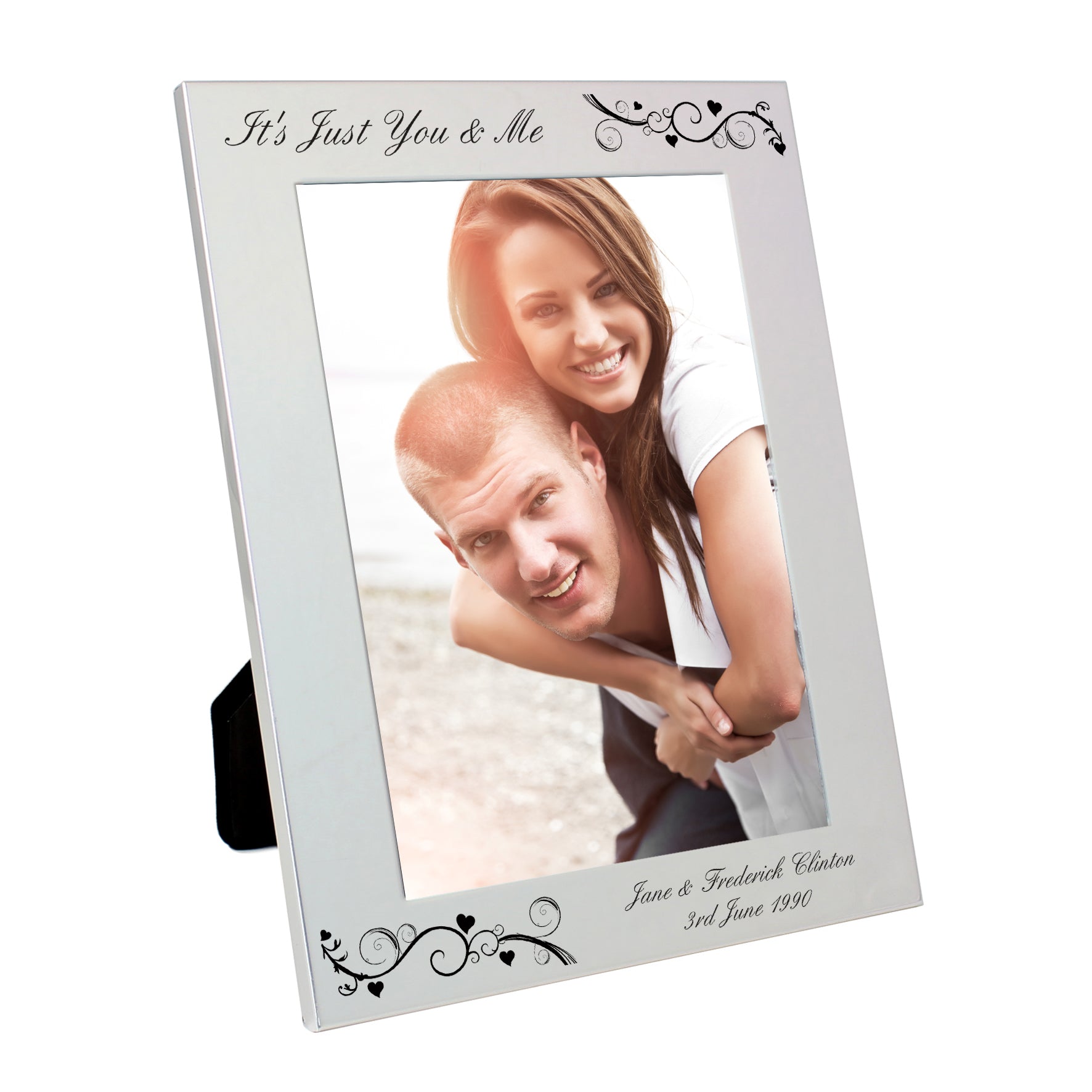 Personalised Silver 5x7 Black Swirl Photo Frame - image 3