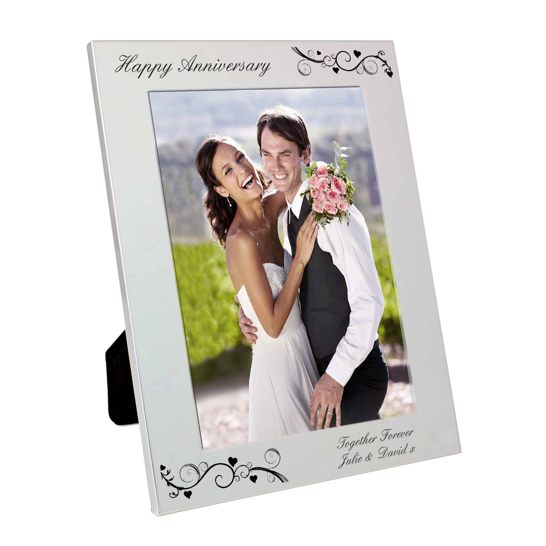 Personalised Silver 5x7 Black Swirl Photo Frame - image 4