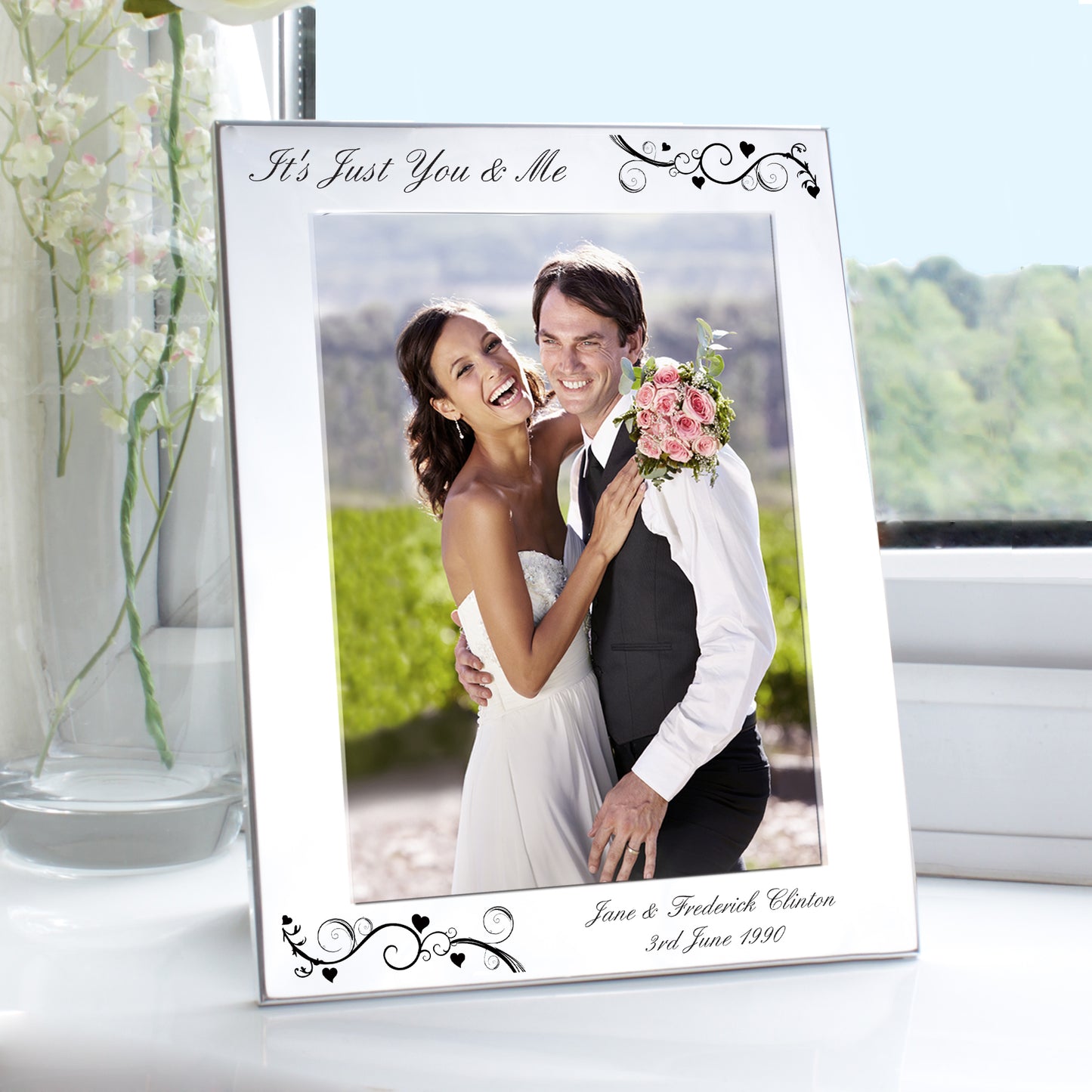 Personalised Silver 5x7 Black Swirl Photo Frame - image 6