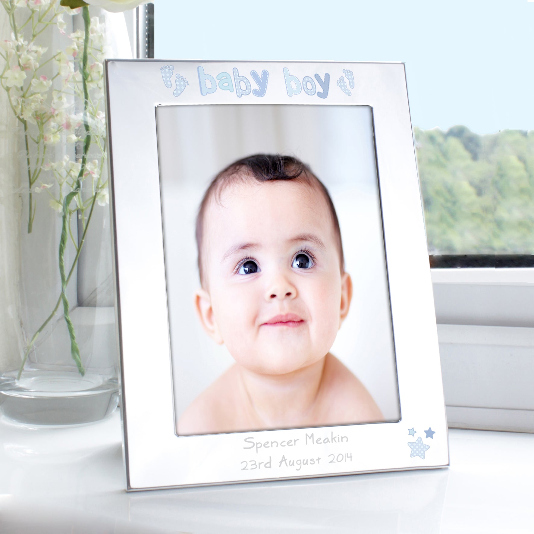 Personalised Silver 5x7 Baby Boy Photo Frame from Heartfelt Gifts